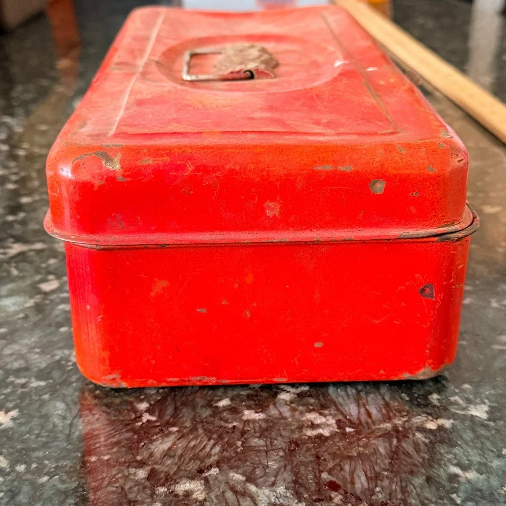 Union Model 4013 Utility Box Metal Tool Chest Red 13in Steel Vintage USA Made